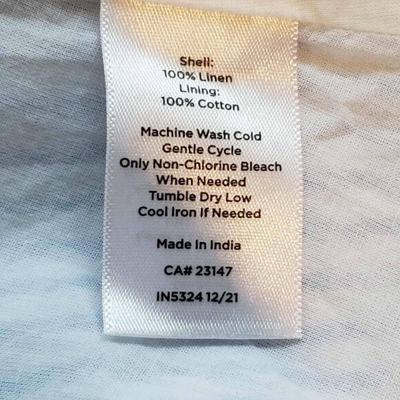 Talbots Dress Size 10 Solid White Striped Coastal Sleeveless Linen Lagenlook - Picture 6 of 7